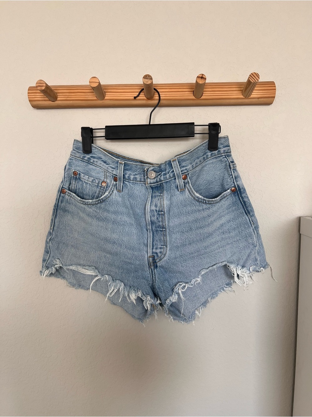 Levi's Light Blue Distressed Denim Cutoff Shorts
